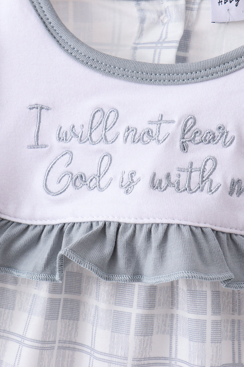 Blue Faith Quote Embroidered Bloomer Set