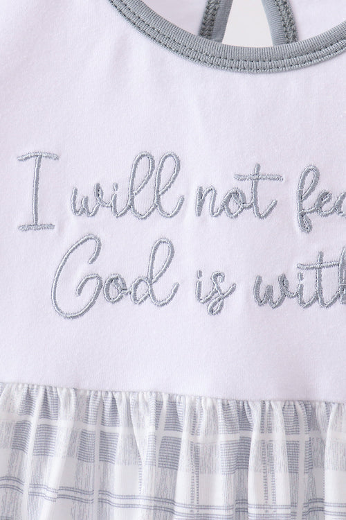 Blue Faith Quote Embroidered Dress