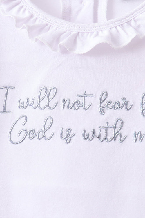 Blue Faith Quote Embroidered Ruffle Shorts Set