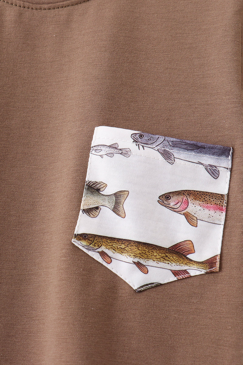 Fish Embroidered Shorts Set