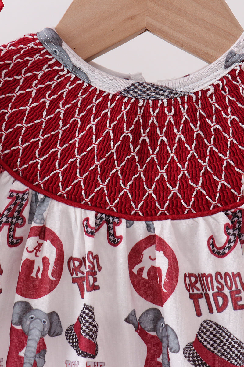 Maroon Alabama Smocked Bubble