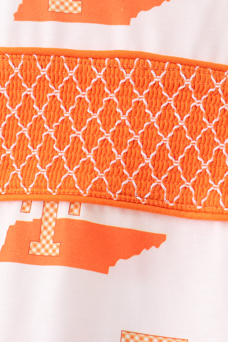 Orange Tennessee Smocked Shorts Set