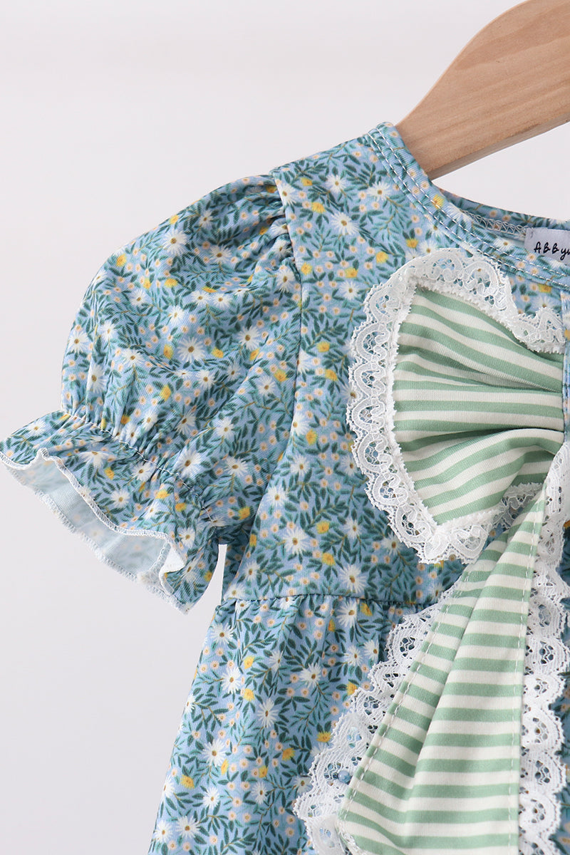 Teal Floral Lace Bow Bubble