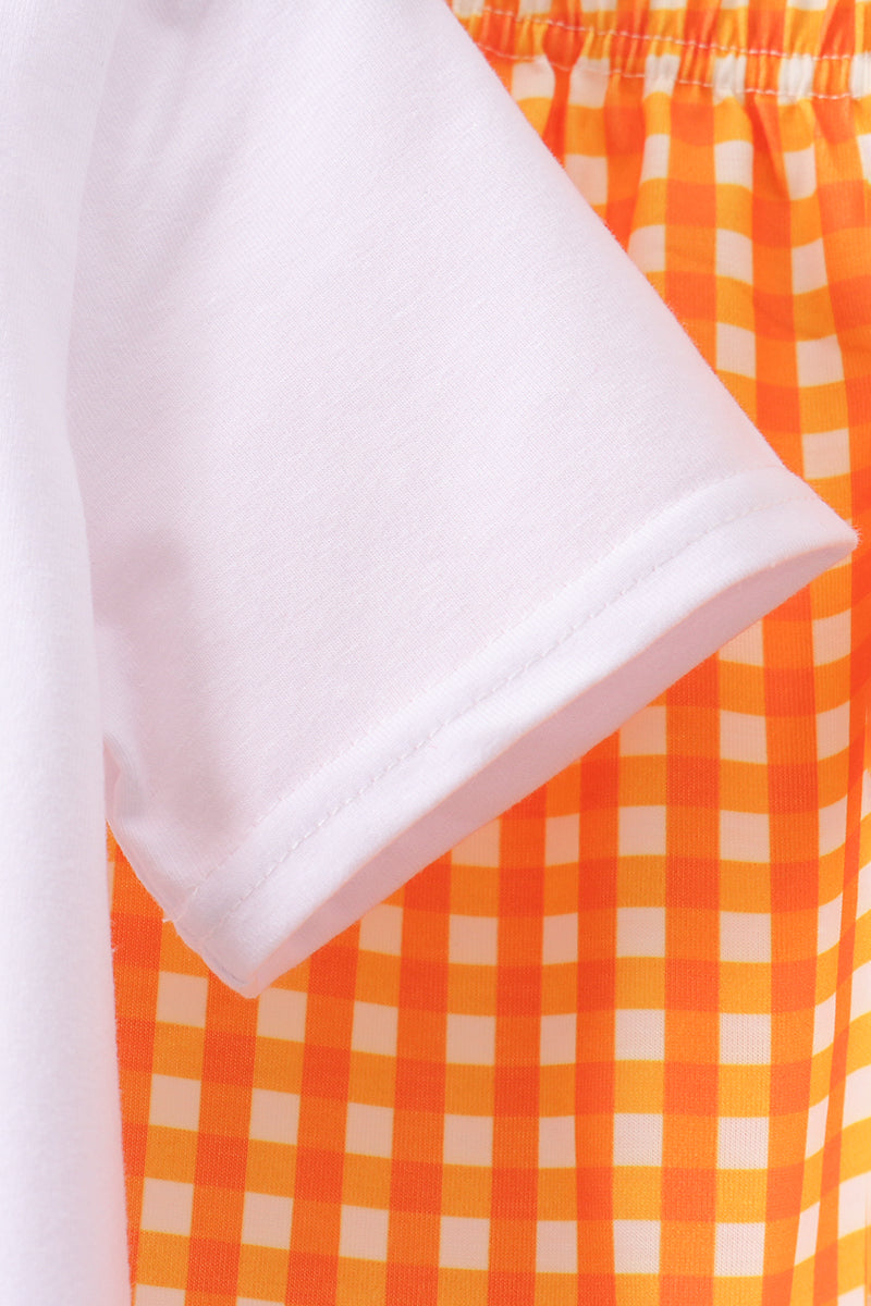 Orange Tennessee Applique Gingham Shorts Set
