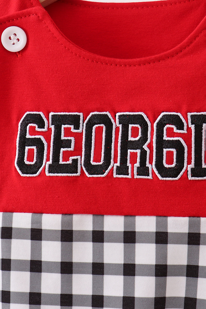 Red Georgia Applique Gingham Jon Jon