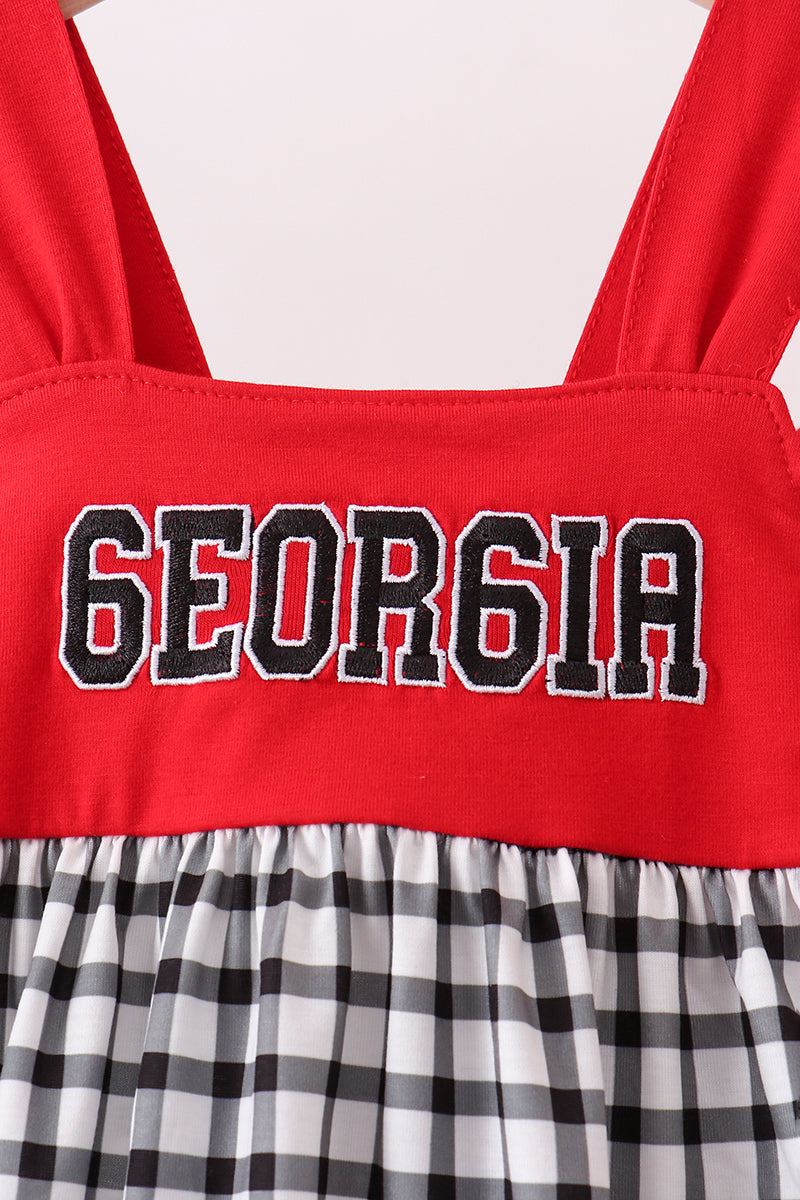 Red Georgia Applique Gingham Ruffle Shorts Set