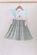 Mint Chicken Applique Ruffle Dress