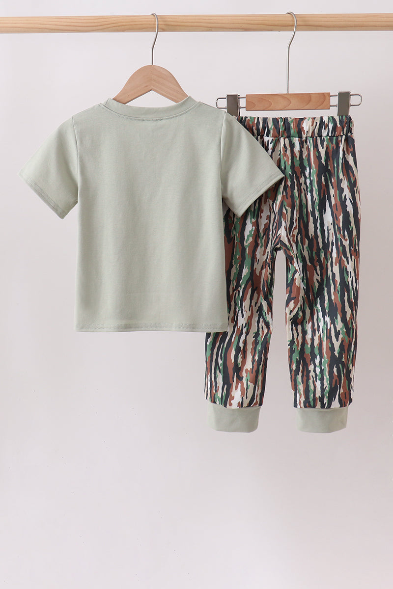 Sage Hunting Embroidered Pants Set