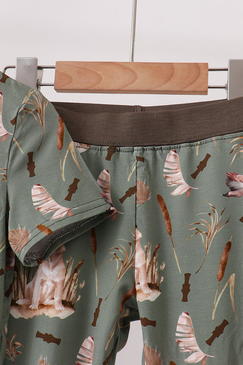 Green Hunting Bamboo Pajama Set