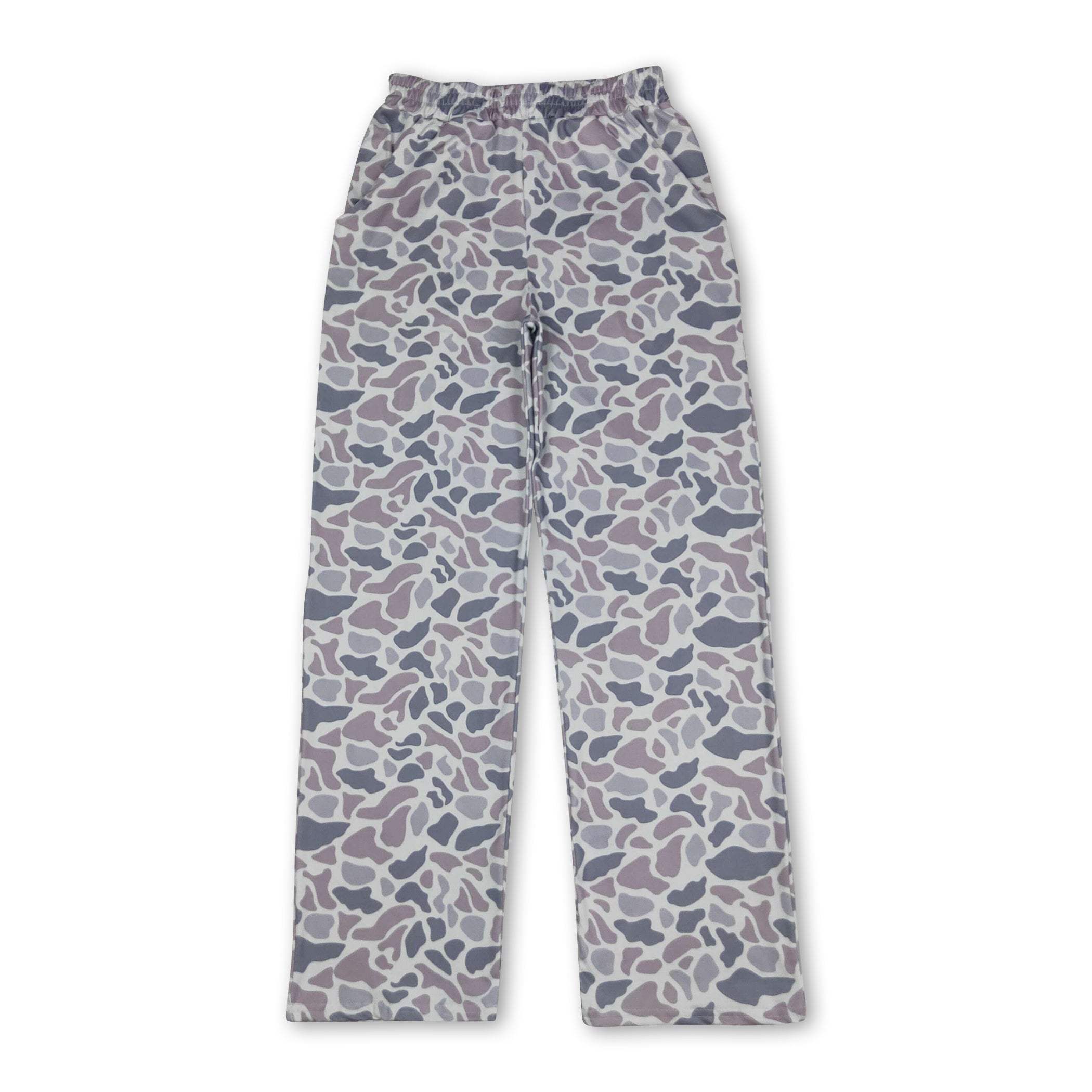 Grey camo pocket adult women pants