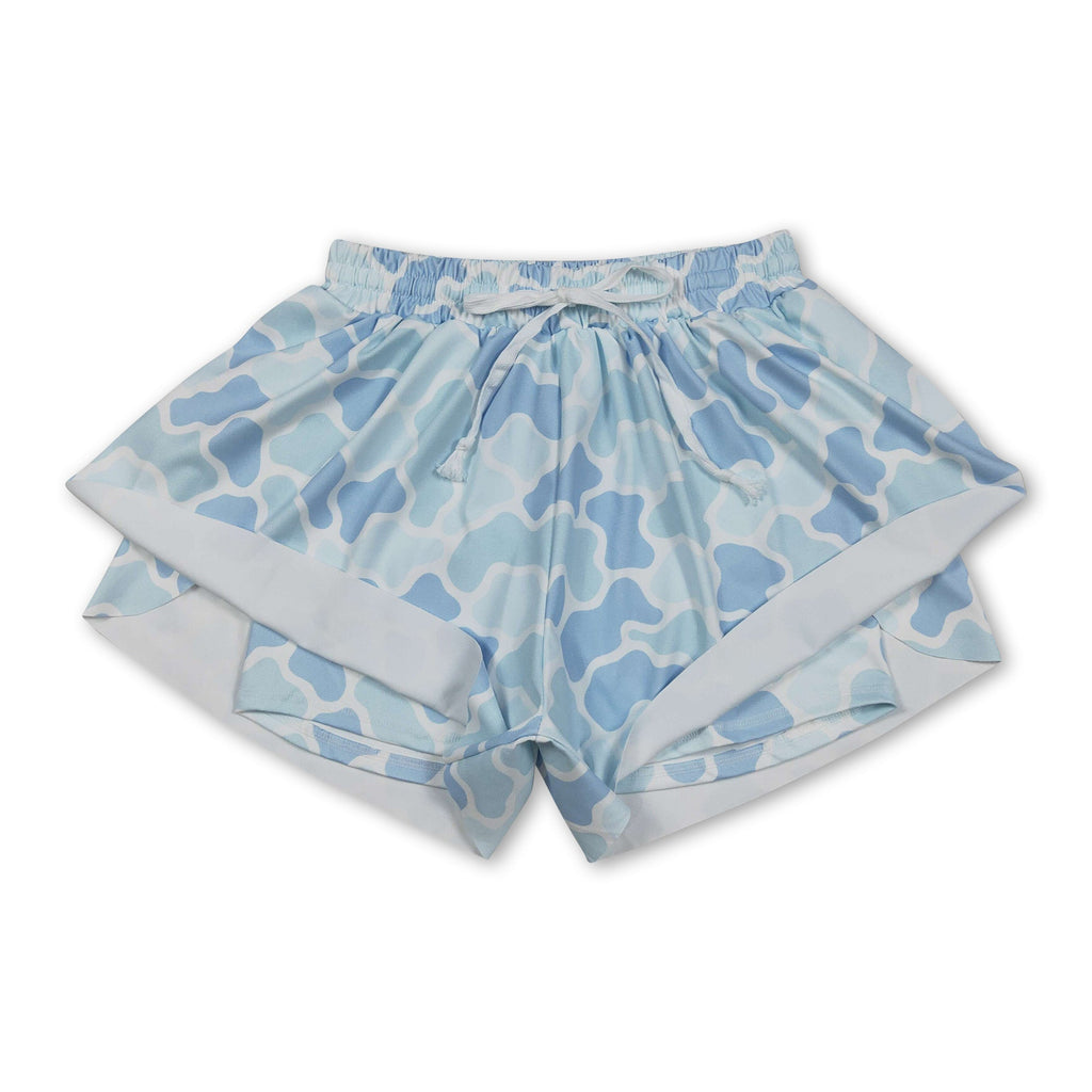 Light blue camo adult women summer active shorts