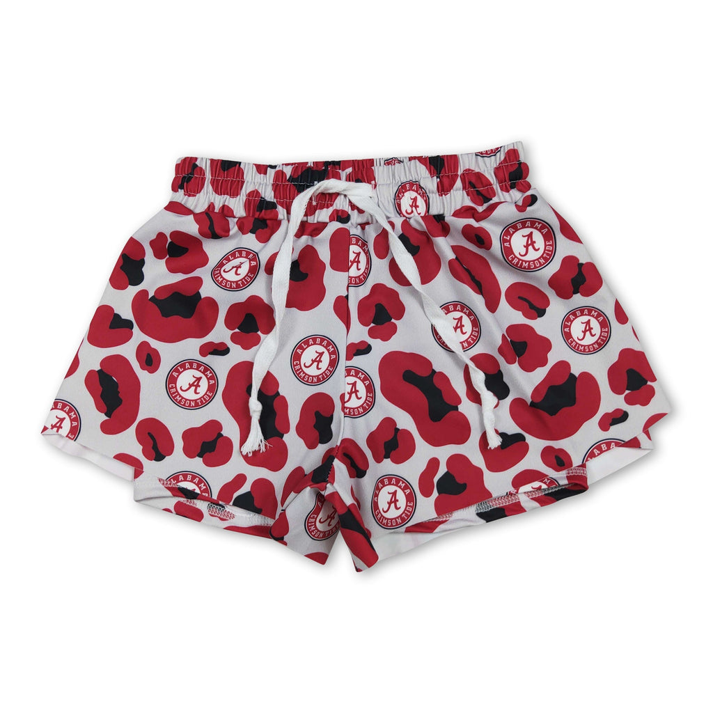 Red leopard A kids girls team active summer shorts