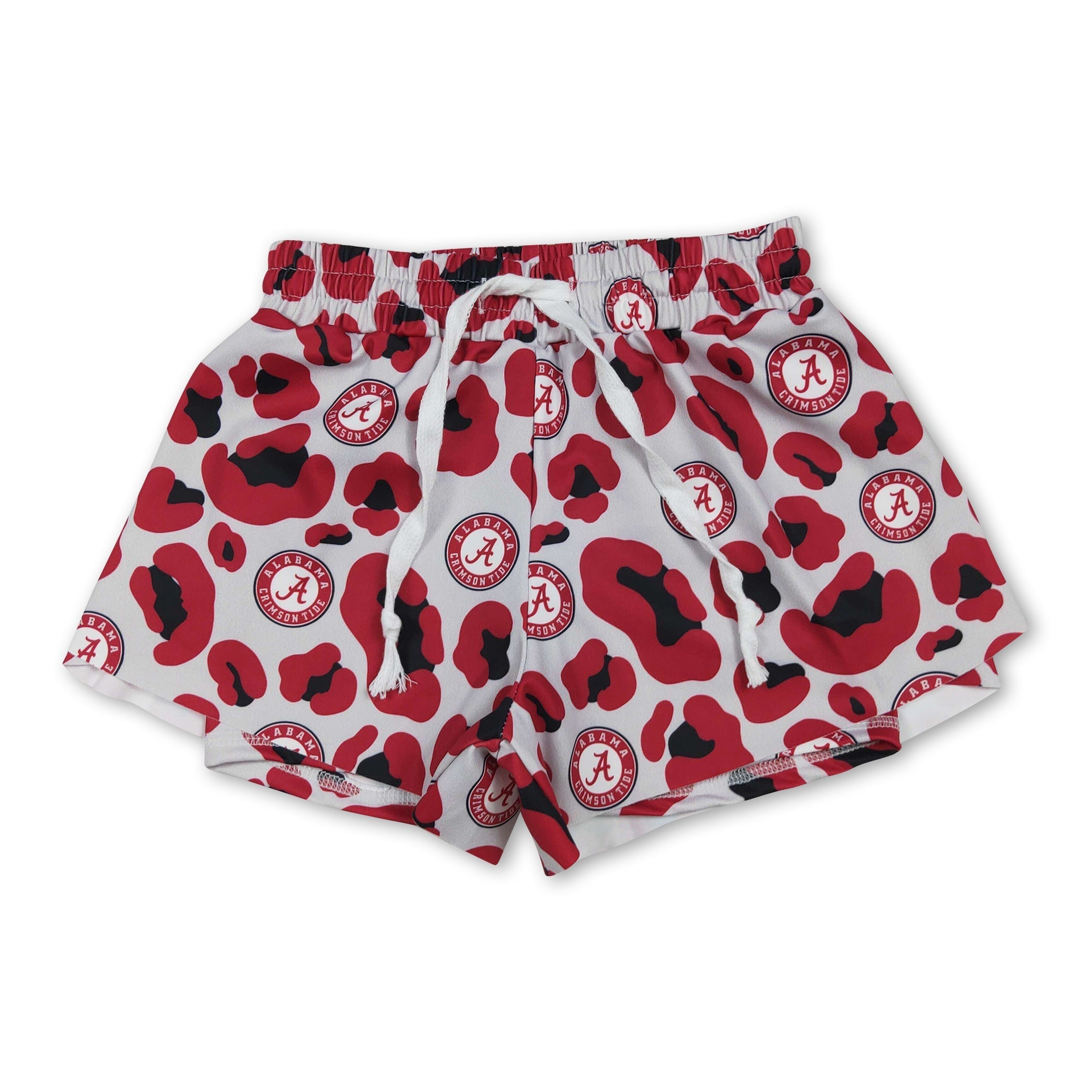 Red leopard A kids girls team active summer shorts
