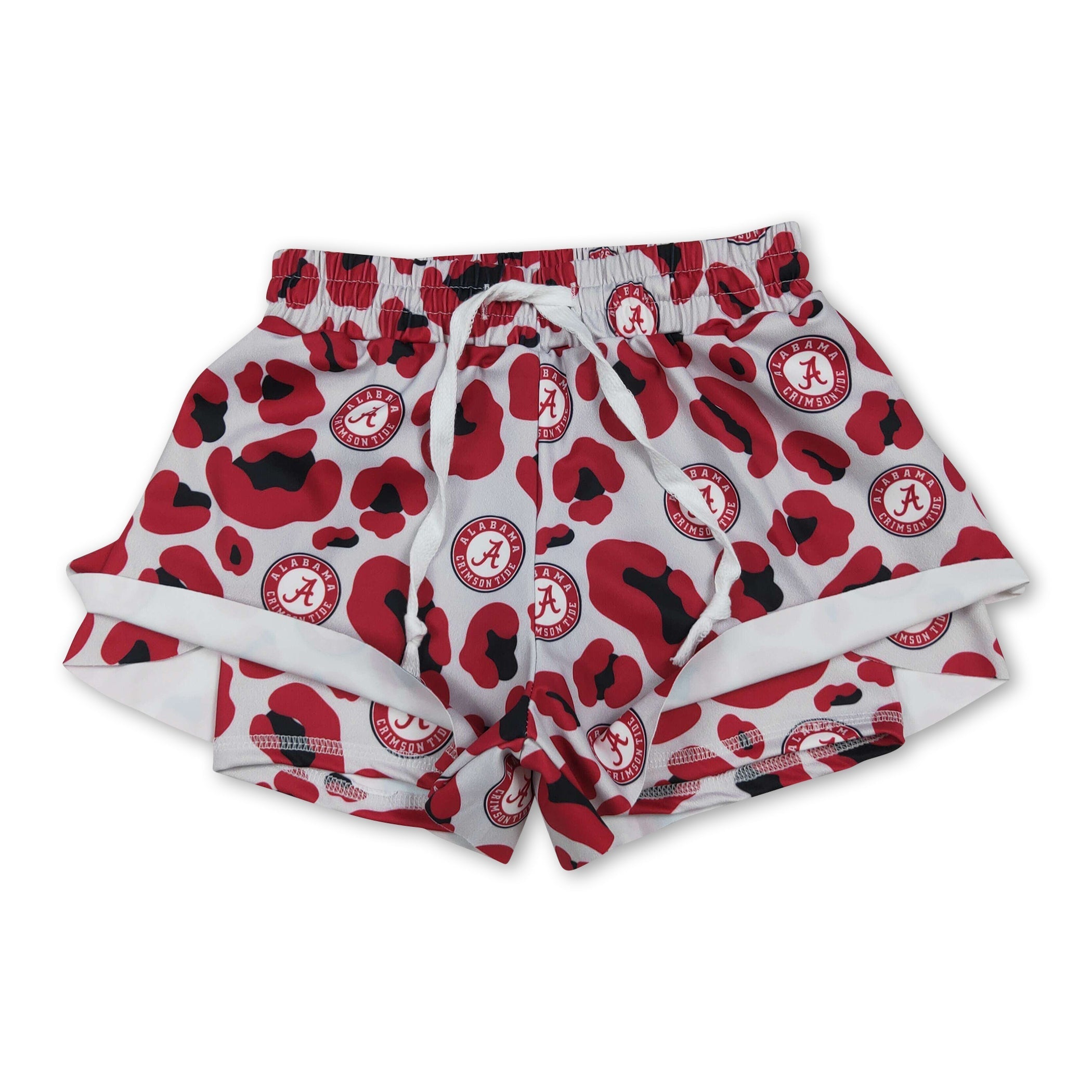 Red leopard A kids girls team active summer shorts