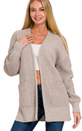 ZENANA WAFFLE OPEN CARDIGAN - FINAL SALE