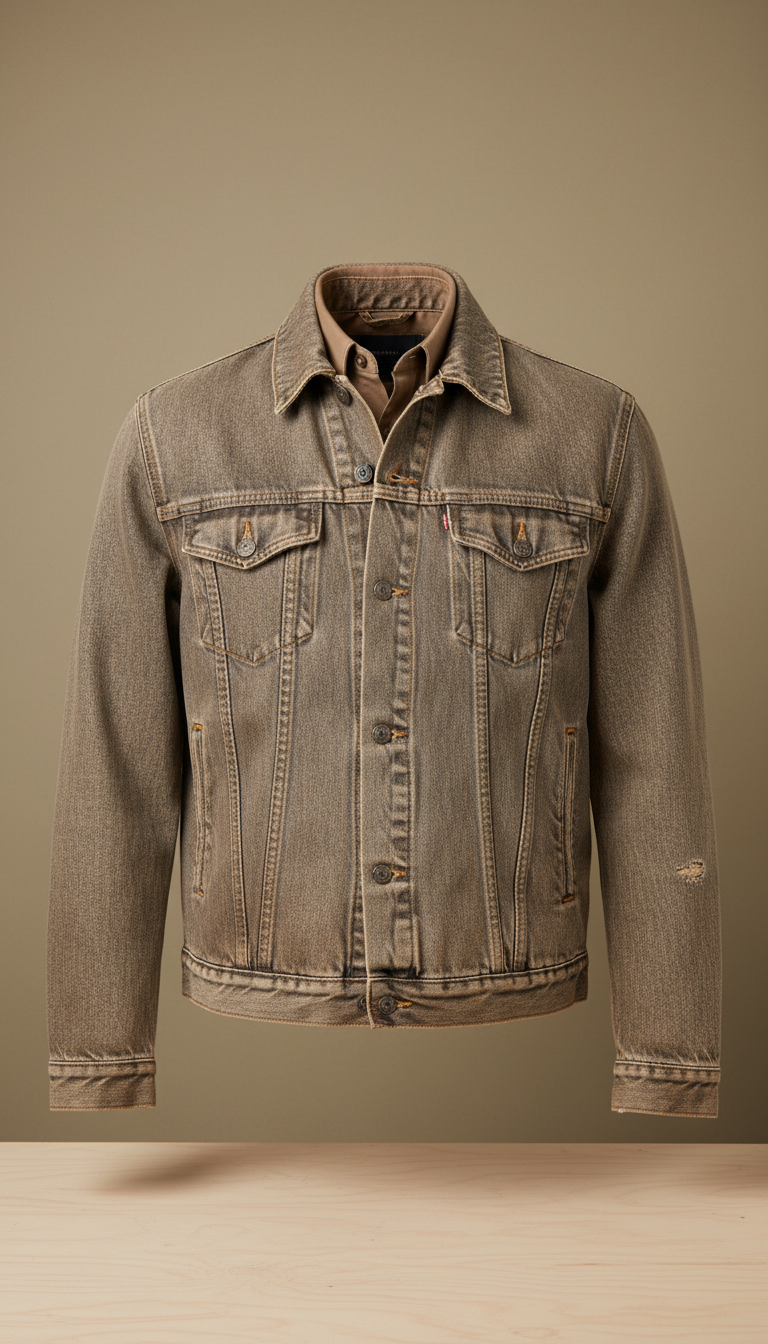 Men’s weathered wood denim jacket