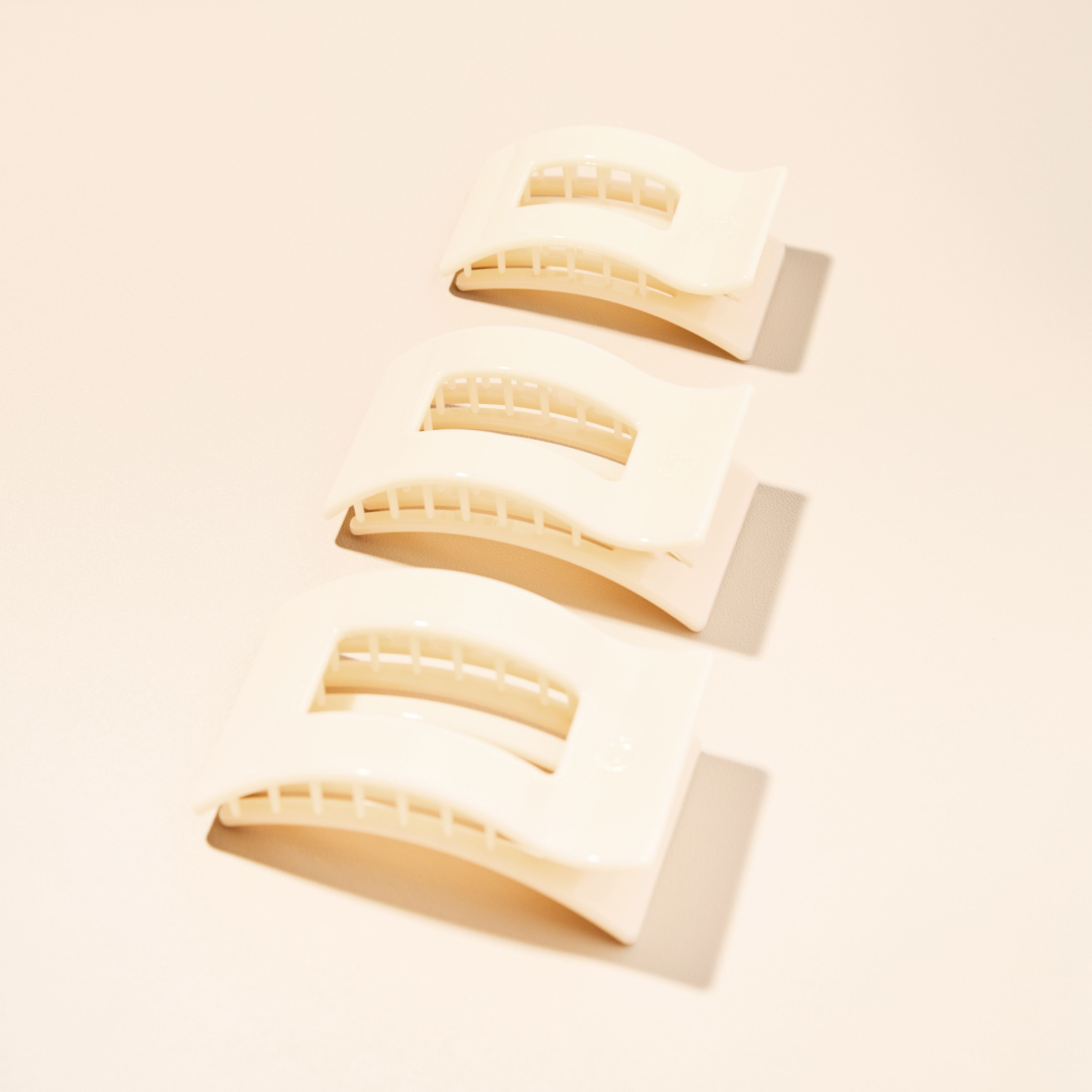 Almond Beige Small Flat Rectangle Hair Clip