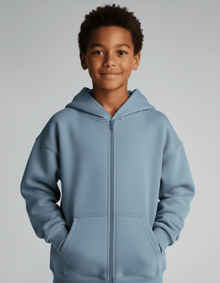 Dreamy Soft Charlie Play Solid Color - Bamboo Kids Zip Up Hoodie Sweatshirt