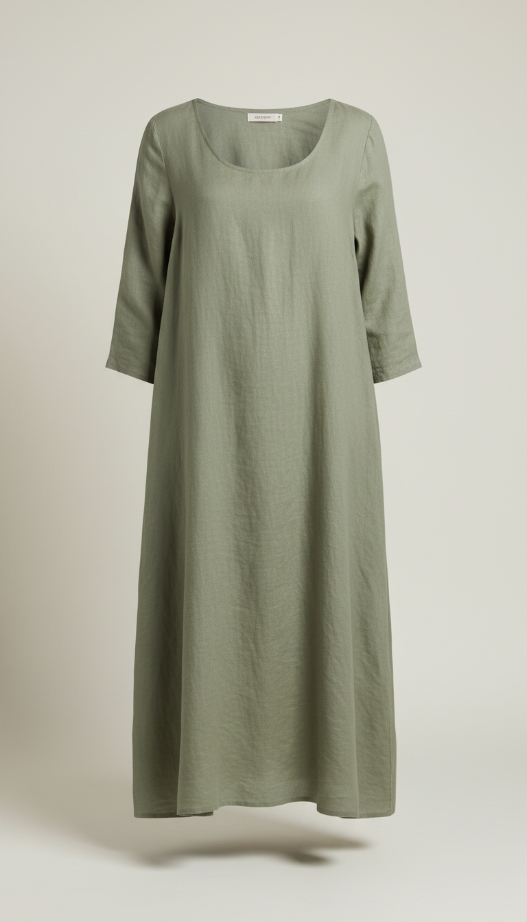 Willow Green Linen Relaxed Dress