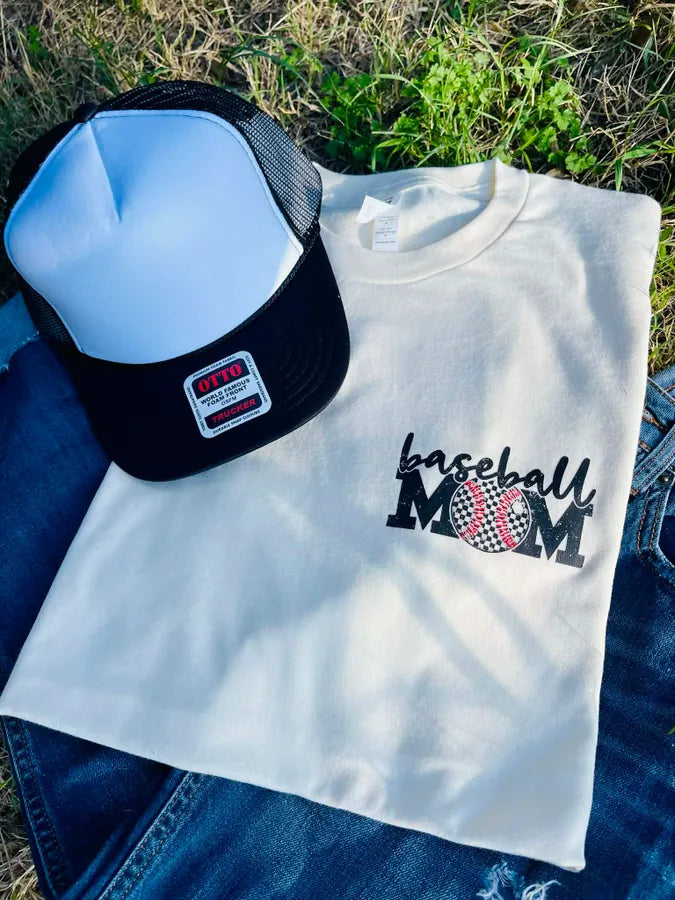 Checkered Baseball Mom (DTF Tee)