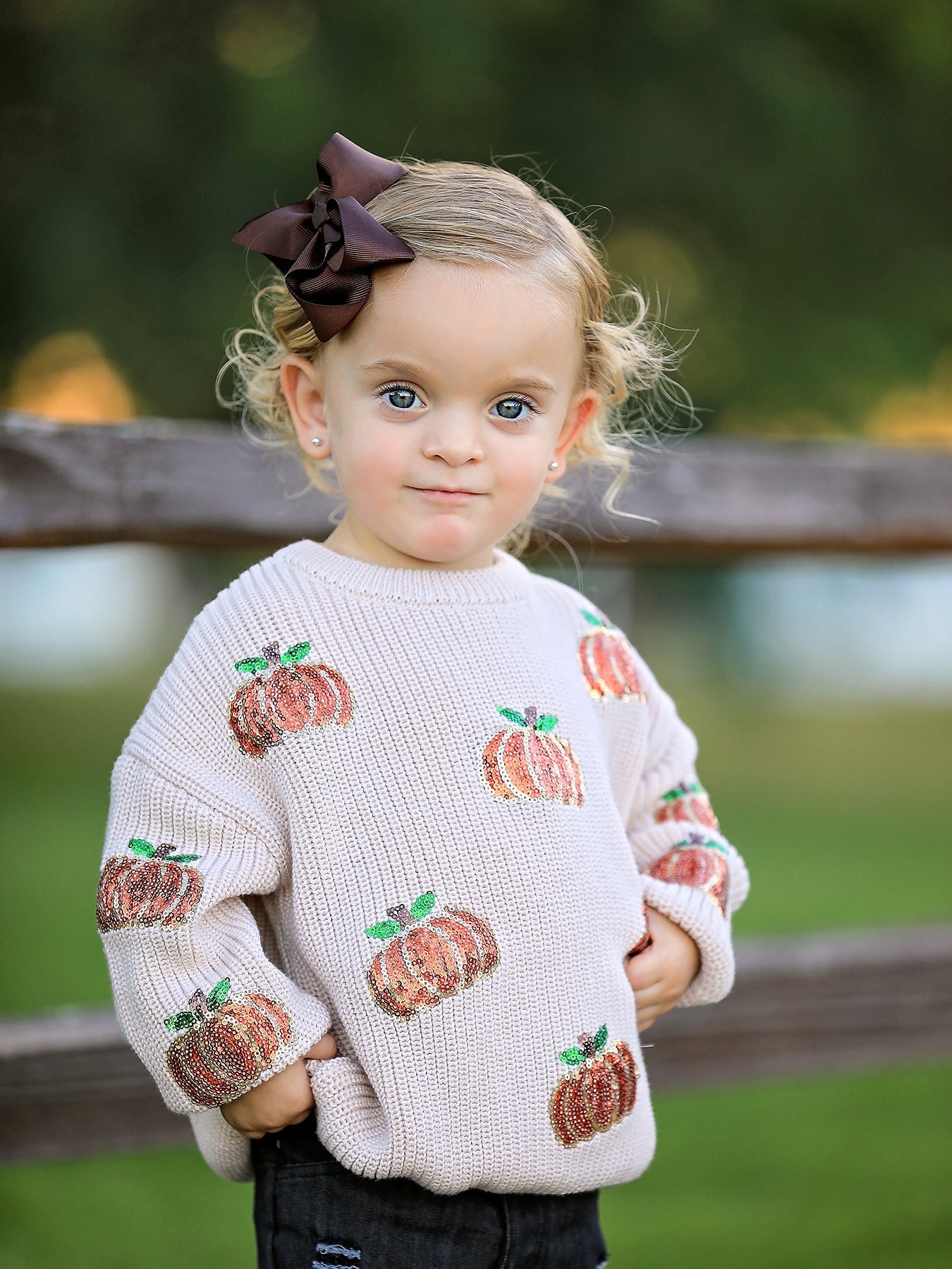 Thanksgiving Pumpkin Sequin Sweater – Beige, Perfect for Fall