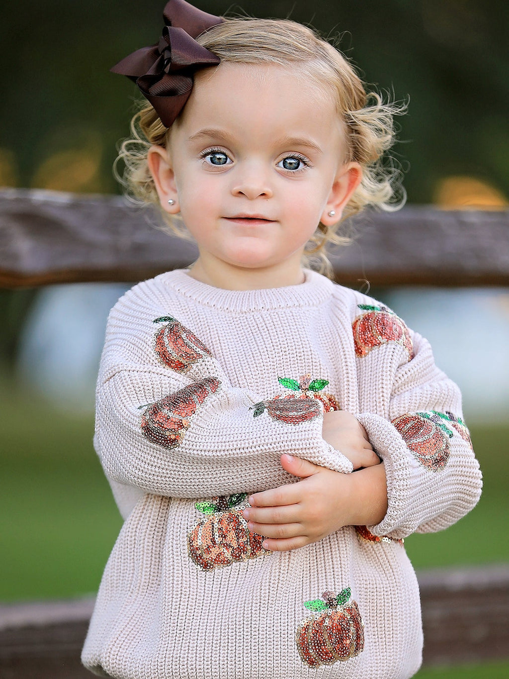 Thanksgiving Pumpkin Sequin Sweater – Beige, Perfect for Fall