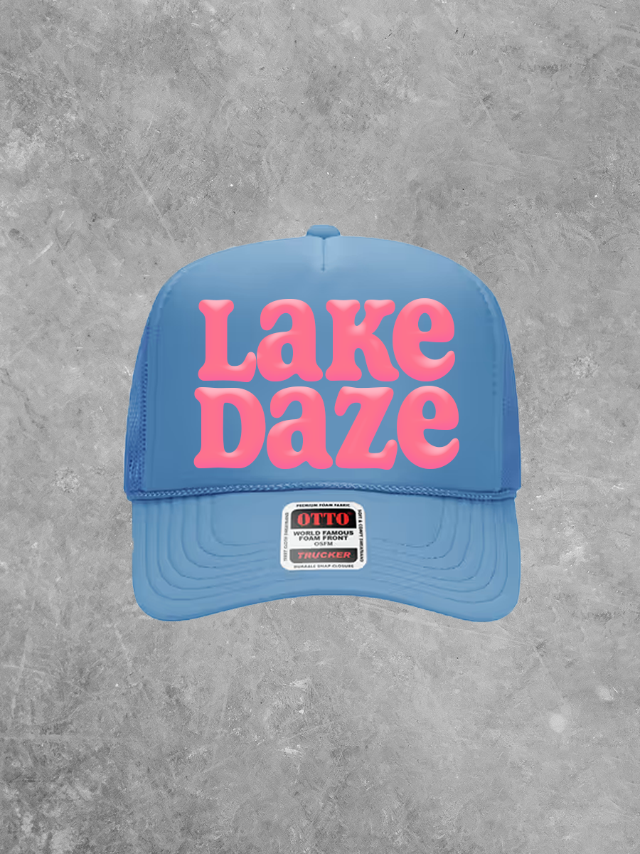 Underground Original Design: Lake Daze, Pink Puff Summer Trucker Hat
