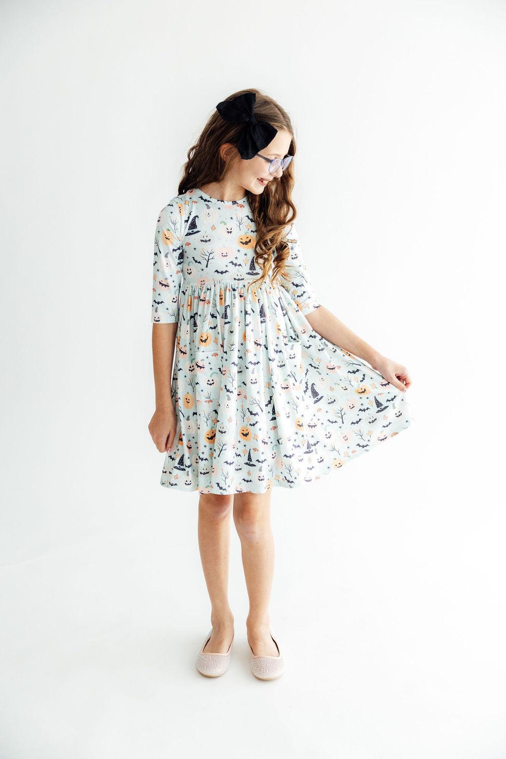 Ghouls Rule 3/4 Sleeve Pocket Twirl Dress