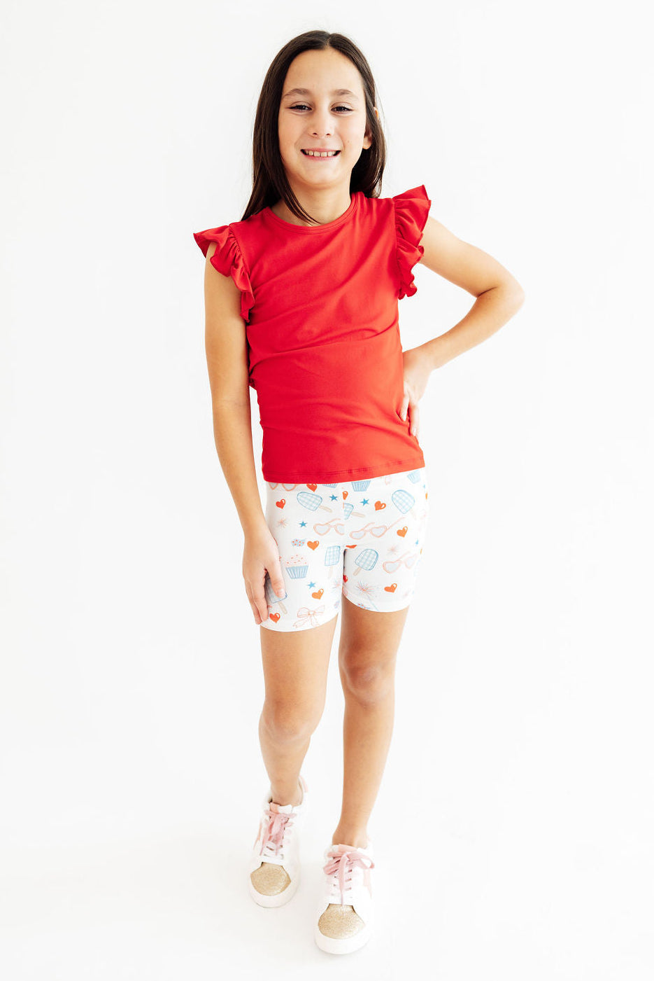 Red, White & Sweet Twirl Shorts
