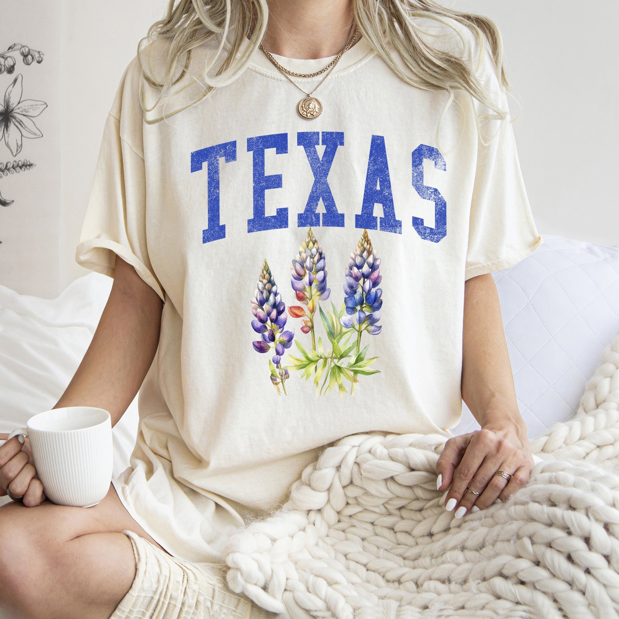 Texas State Flower Vintage Botanical Illustration Inspired By Texan Heritage And Prairie Bloom Comfort Colors Tee