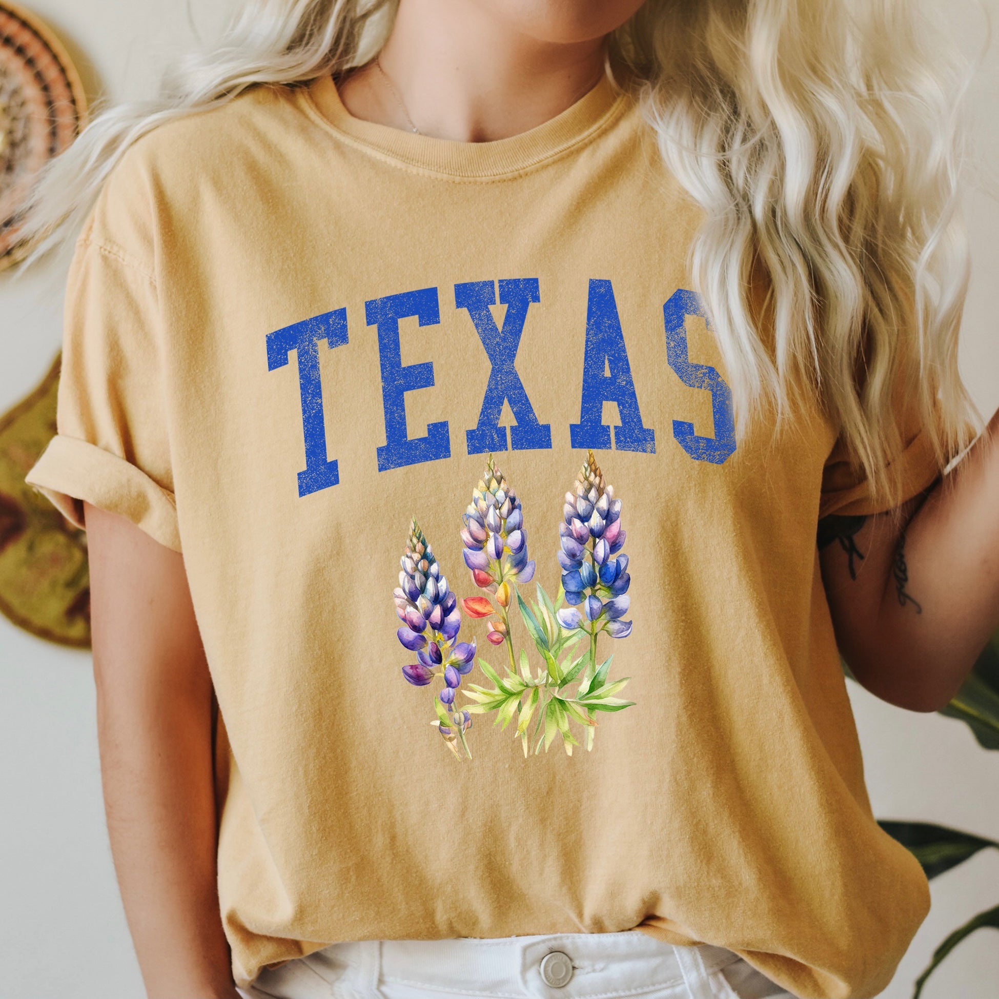 Texas State Flower Vintage Botanical Illustration Inspired By Texan Heritage And Prairie Bloom Comfort Colors Tee