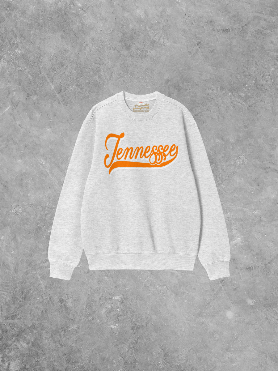 Underground Original Design: Tennessee Script, Orange / White Boxy Cotton Sweatshirt