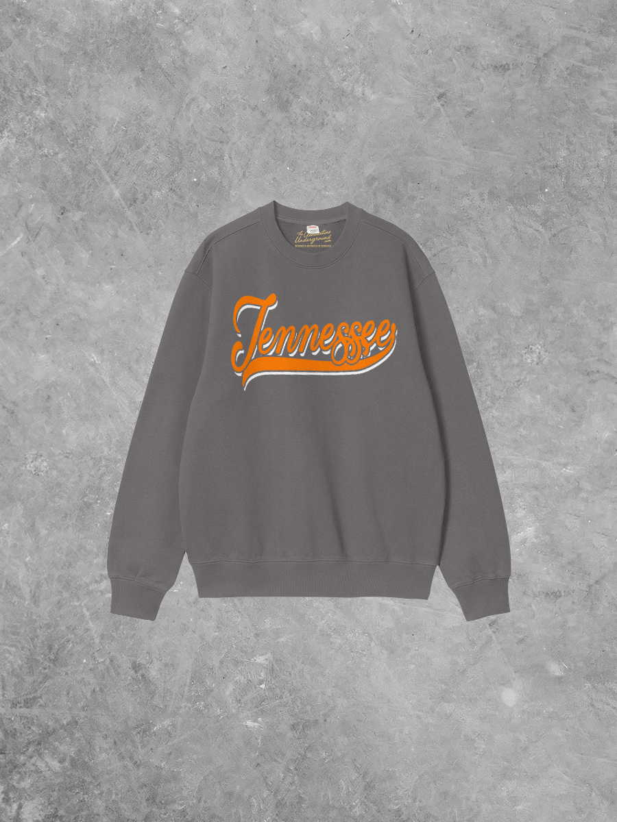 Underground Original Design: Tennessee Script, Orange / White Boxy Cotton Sweatshirt