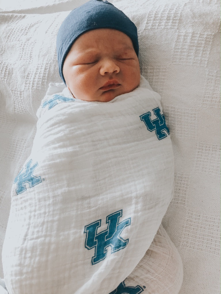 University of Kentucky Muslin Swaddle Blanket – Officially Licensed UK Baby Swaddle | Soft Breathable 47x47 Wildcats Blanket